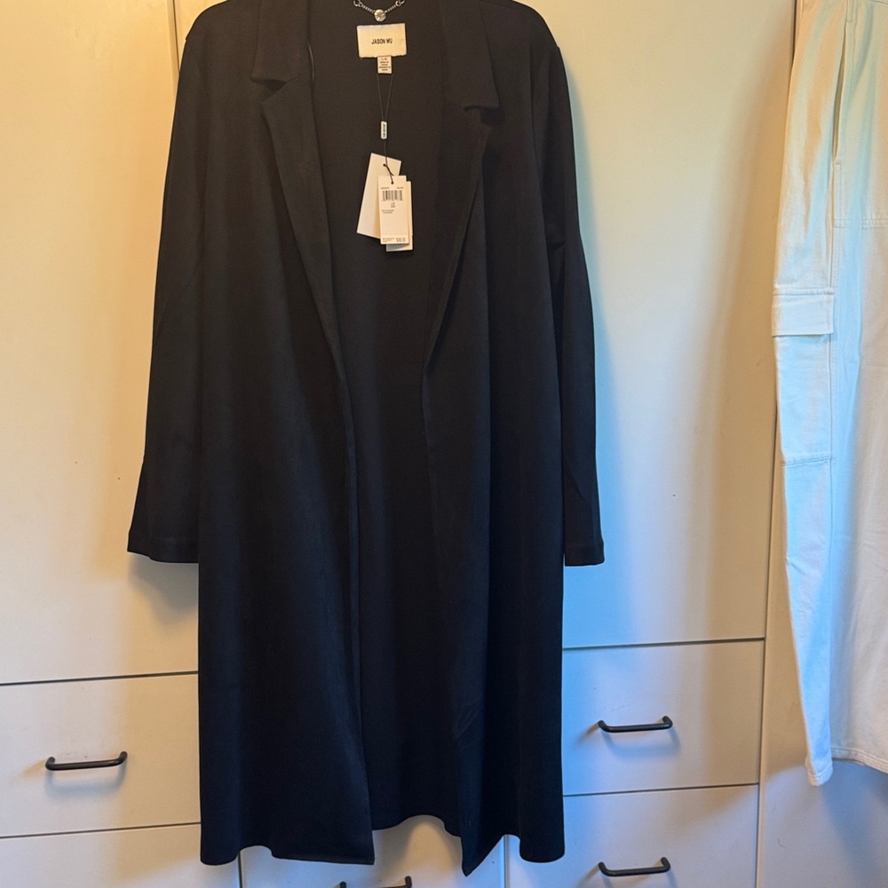Jason Wu Open Front Faux Suede Car Coat